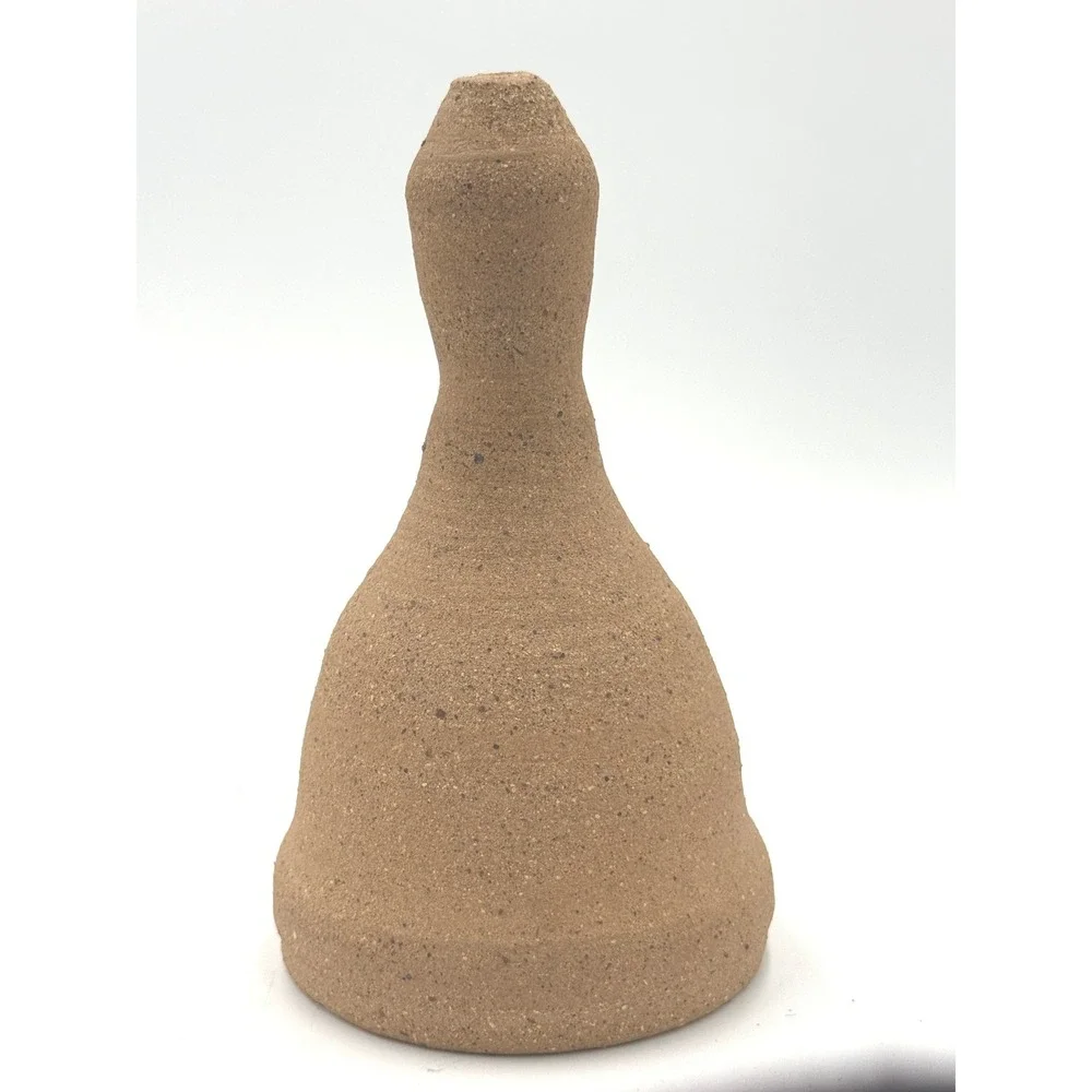 Pottery Bell Unique Small Brown Speckled Textured Stoneware Decor One of a Kind